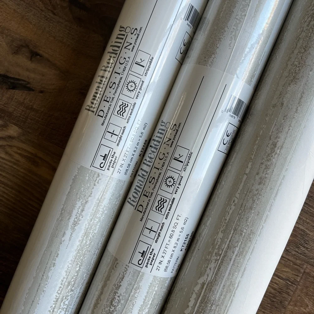 NWT Ronald Redding Wallpaper KT2155 Horizontal Dry Brush 3 Double Rolls Stripes